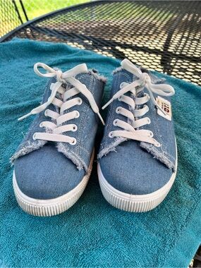 Denim Blue slip on Lace-Up Sneakers - Casual Everyday Shoes